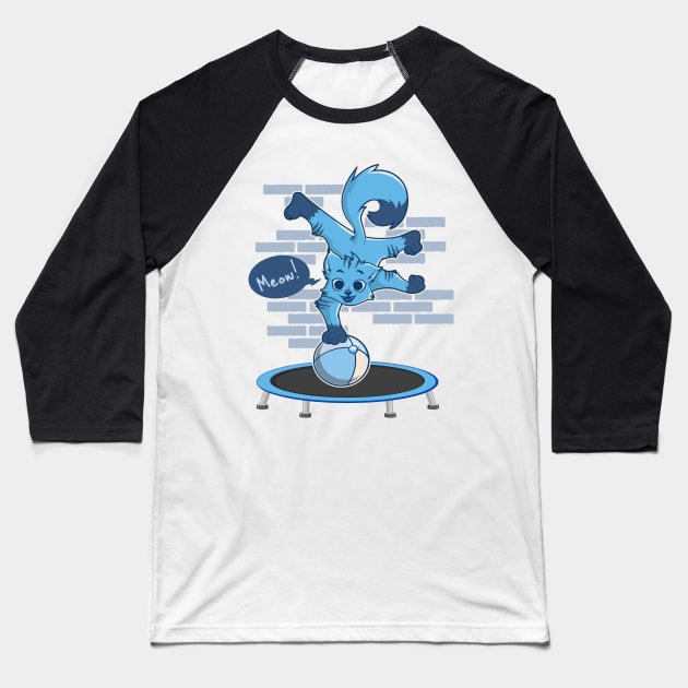 Trampoline Shirt | Cat Trampoline Jumping Shirt Baseball T-Shirt by TellingTales